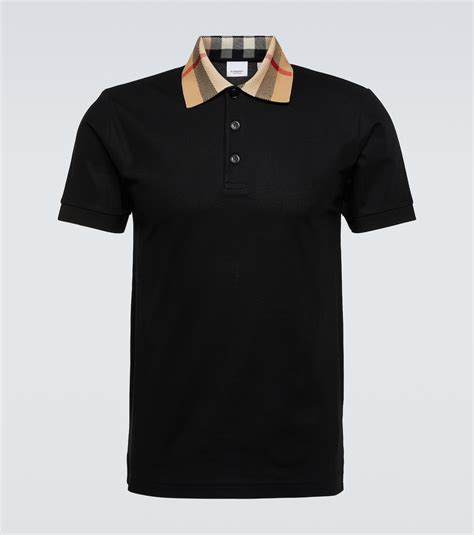 burberry check trim tee size guid|Check Label Cotton Polo Shirt in Black .